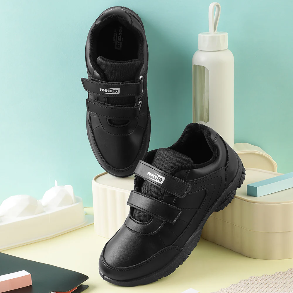Force 10 Black Velcro Uniform School Shoes For Kids SCHZONE-DV By Liberty - Image 4