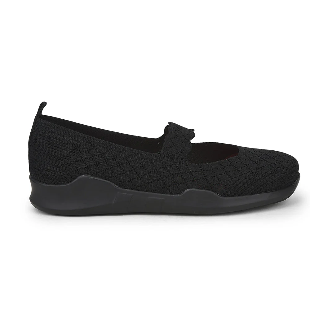Force 10 Non Lacing Black Casual Slip on Shoes For Women AVILA-48 By Liberty - Image 2