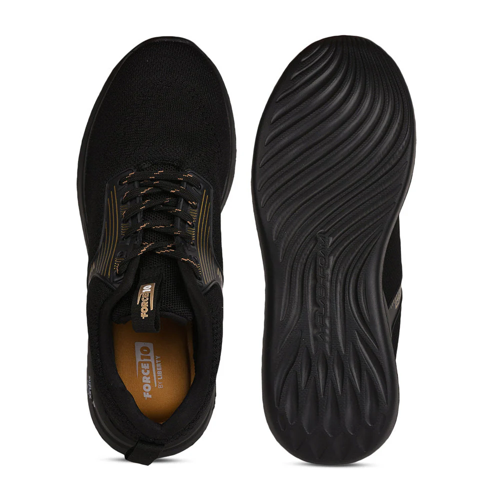 Force 10 Men Black Sports Running Shoes(LEOPARD-01) - Image 5