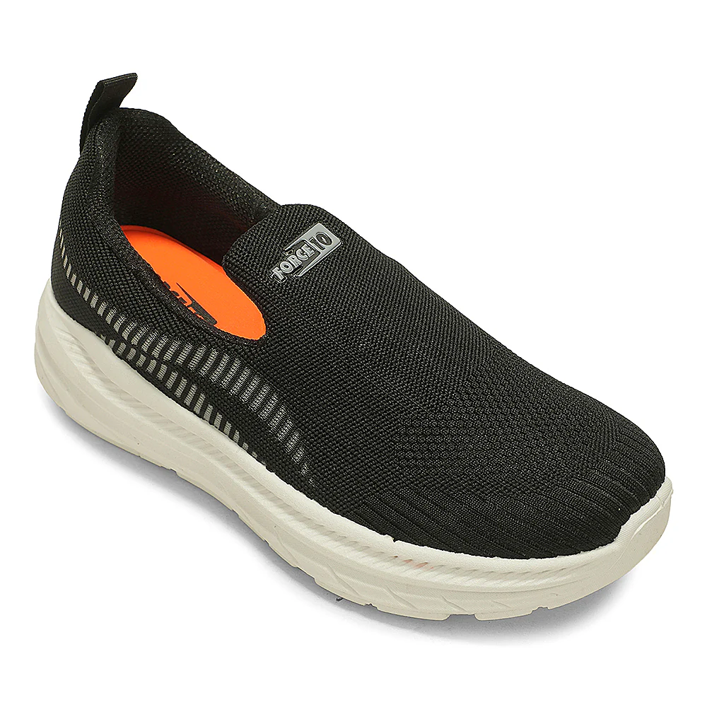 Force 10 RUNSTEP-E Black Sports Non Lacing Walking Shoes For Men By Liberty
