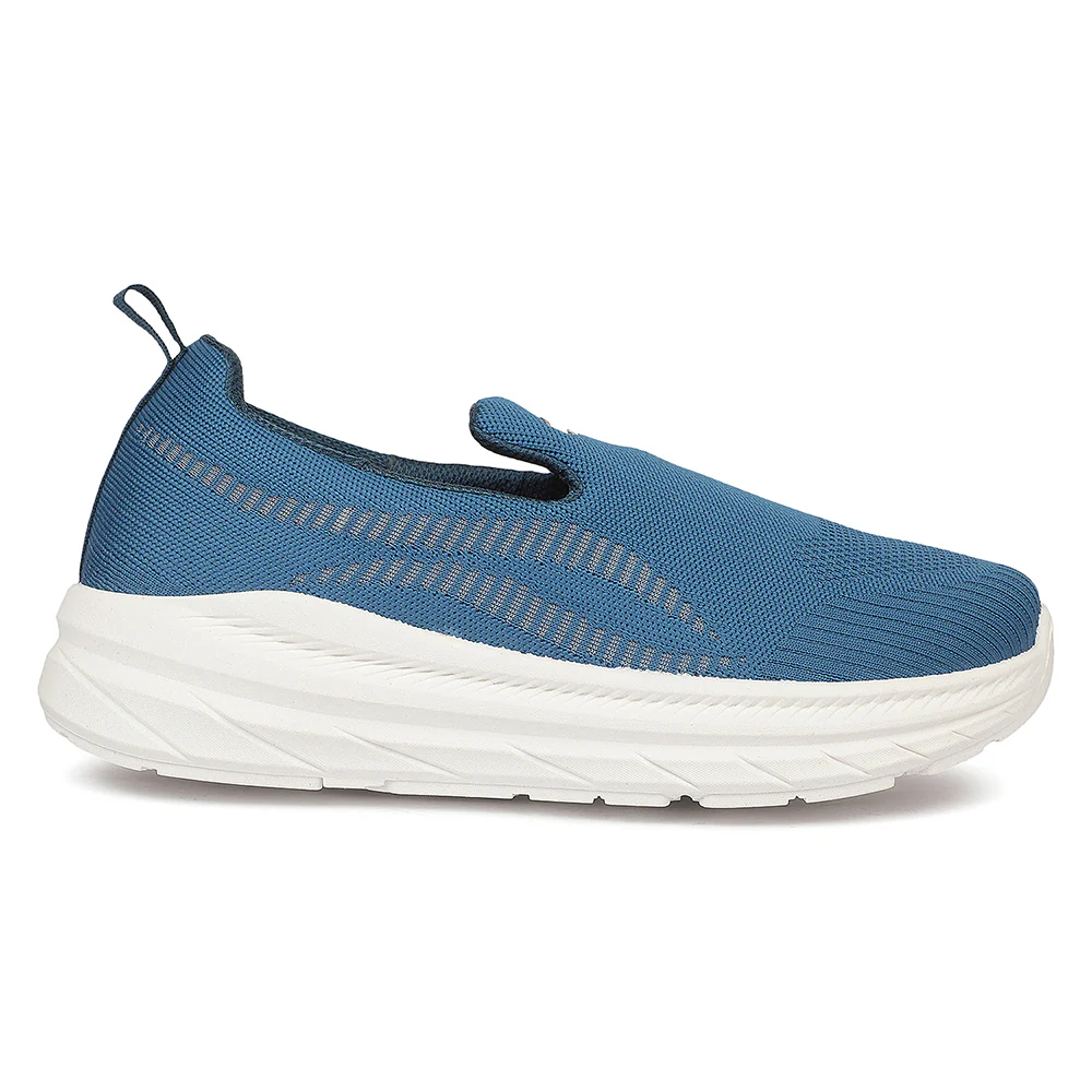 Force 10 RUNSTEP-E Teal Blue Sports Non Lacing Walking Shoes For Men By Liberty - Image 4