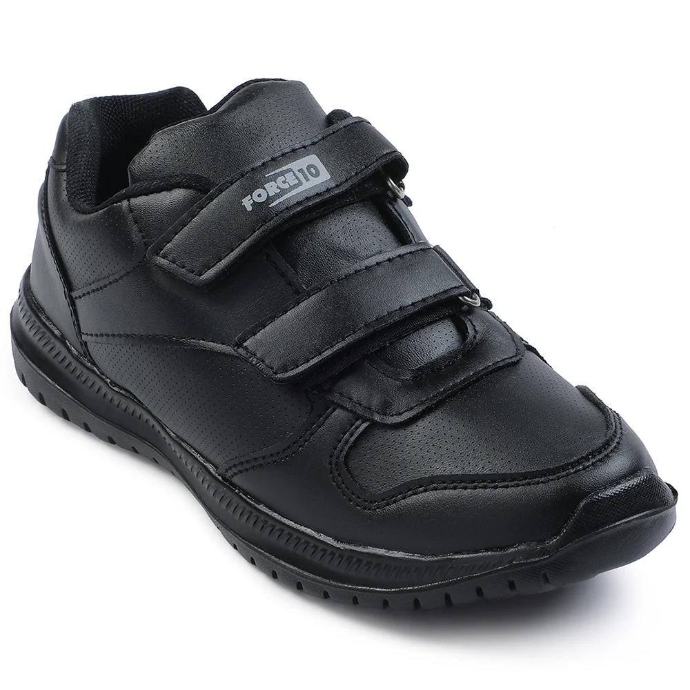 Force 10 Black Non Lacing Uniform School Shoes For Kids SKOLPRO-V By Liberty
