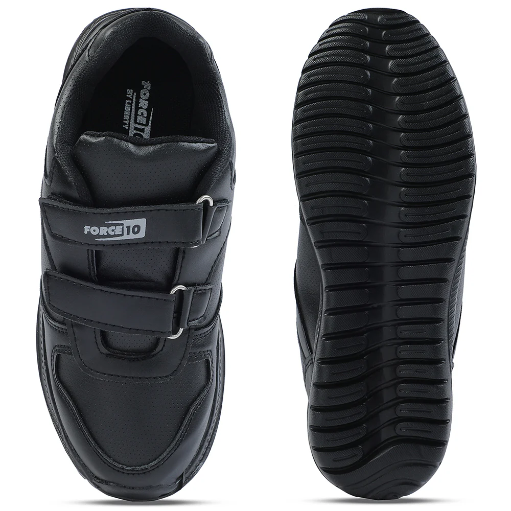 Force 10 Black Non Lacing Uniform School Shoes For Kids SKOLPRO-V By Liberty - Image 10