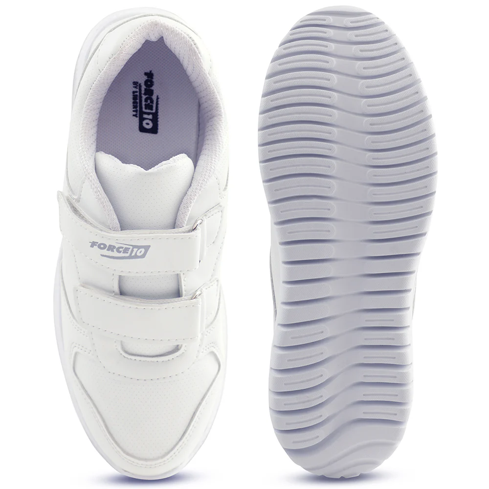 Force 10 White Non Lacing Uniform School Shoes For Kids SKOLPRO-V By Liberty - Image 10