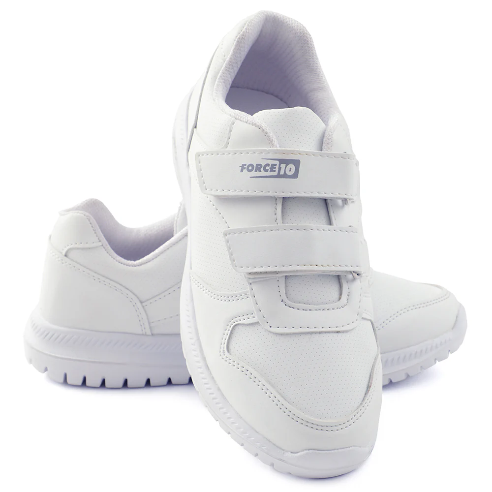 Force 10 White Non Lacing Uniform School Shoes For Kids SKOLPRO-V By Liberty - Image 11