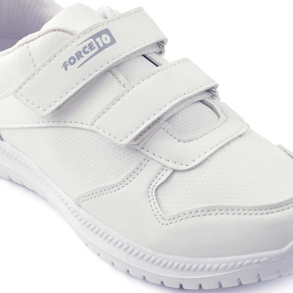 Force 10 White Non Lacing Uniform School Shoes For Kids SKOLPRO-V By Liberty - Image 7