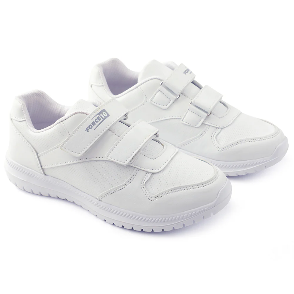 Force 10 White Non Lacing Uniform School Shoes For Kids SKOLPRO-V By Liberty - Image 8