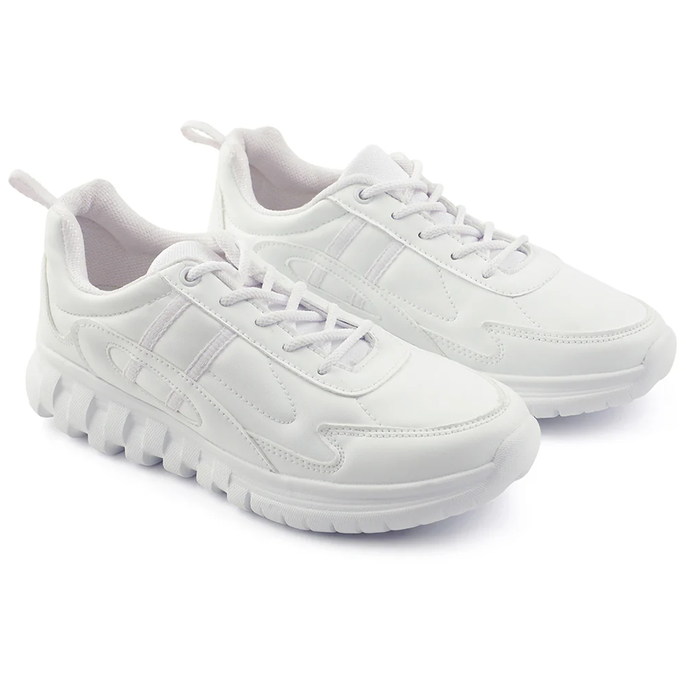 Force 10 White Lacing Uniform School Shoes For Kids 9906-02T By Liberty - Image 6