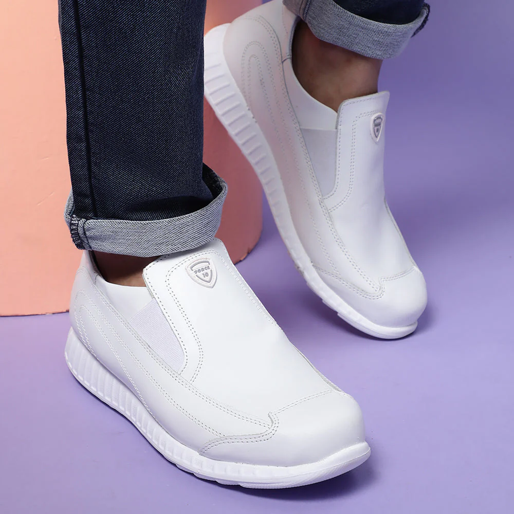Force 10 White Non Lacing Uniform School Shoes For Kids 9906-10 By Liberty - Image 4