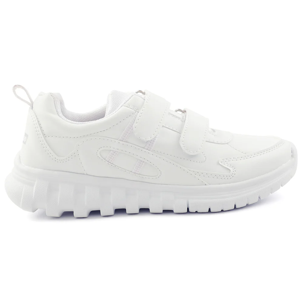 Force 10 White Velcro Uniform School Shoes For Kids 9906-02T-V By Liberty - Image 4