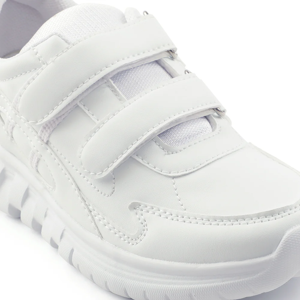 Force 10 White Velcro Uniform School Shoes For Kids 9906-02T-V By Liberty - Image 6