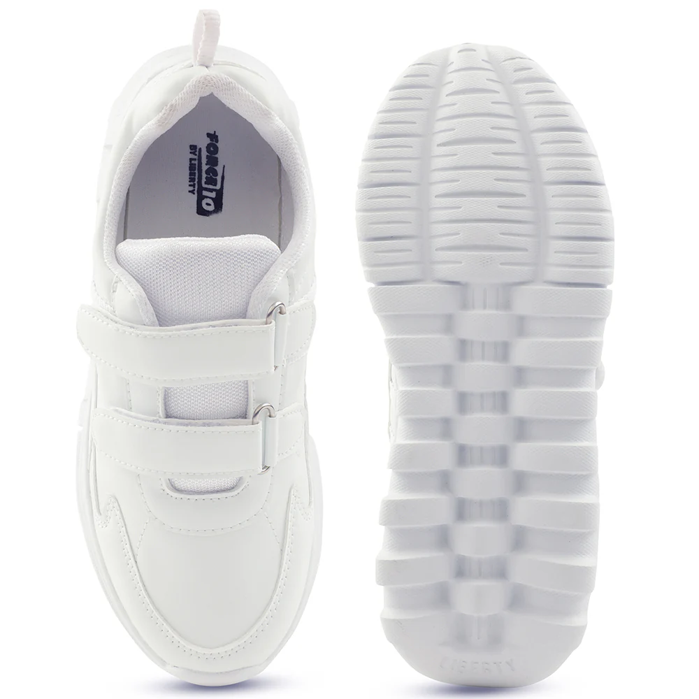 Force 10 White Velcro Uniform School Shoes For Kids 9906-02T-V By Liberty - Image 9