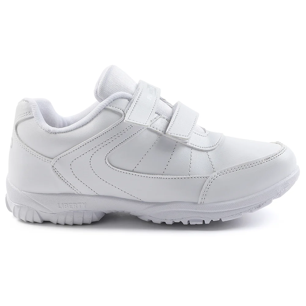 Force 10 White Velcro Uniform School Shoes For Kids SCHZONE-DV By Liberty - Image 2
