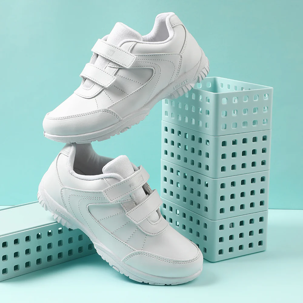 Force 10 White Velcro Uniform School Shoes For Kids SCHZONE-DV By Liberty - Image 4