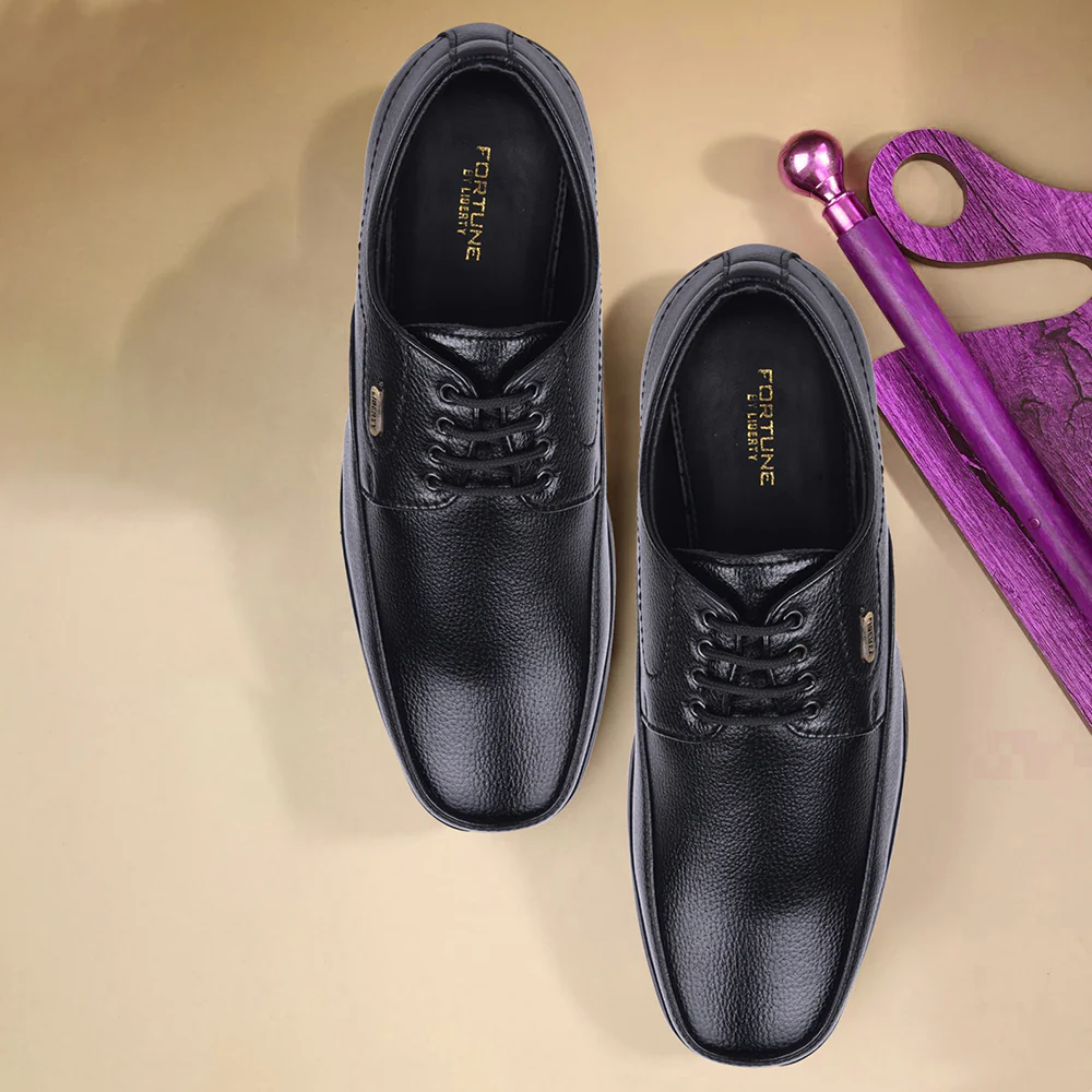 Fortune Black Formal Lacing Derby Shoes For Men HOL-131E By Liberty - Image 4