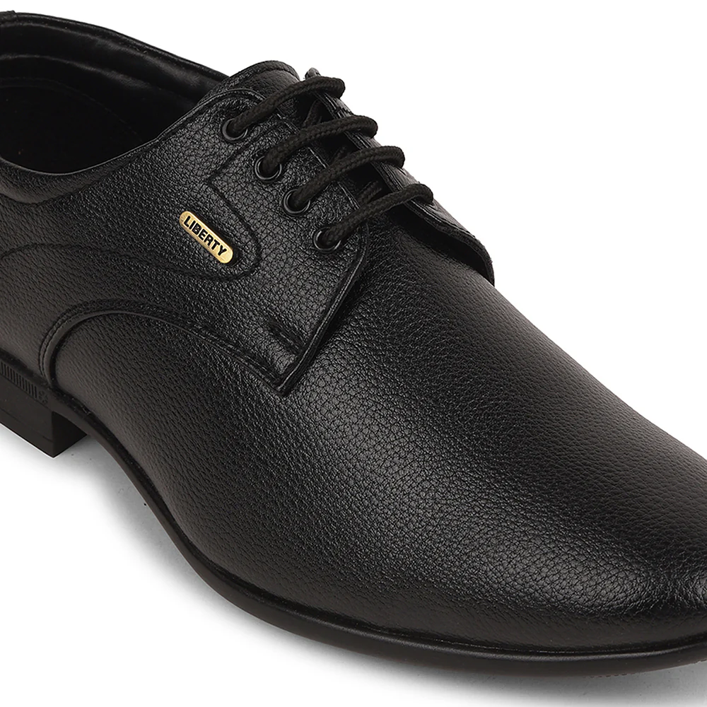 Fortune Black Formal Lacing Derby Shoes For Men UVL-131 By Liberty - Image 5