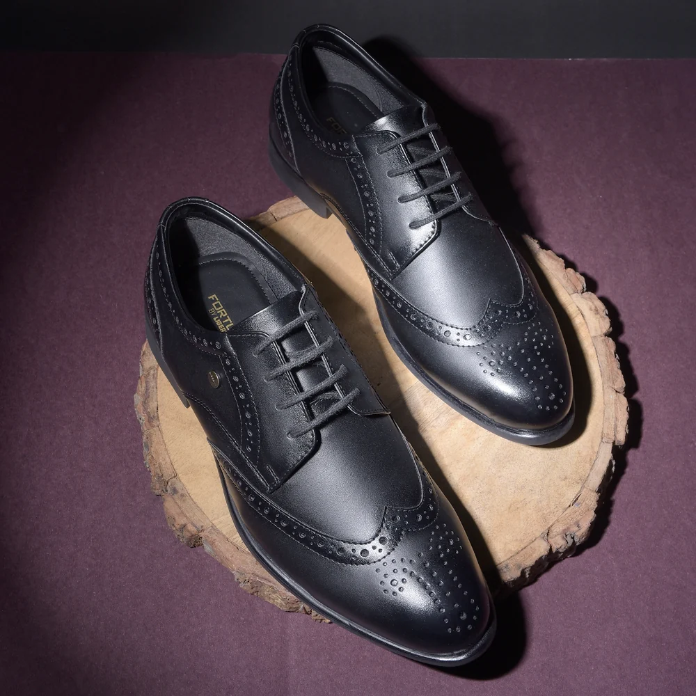Fortune Black Formal Lacing Oxford Shoes For Men ROMANIO-1E By Liberty - Image 4