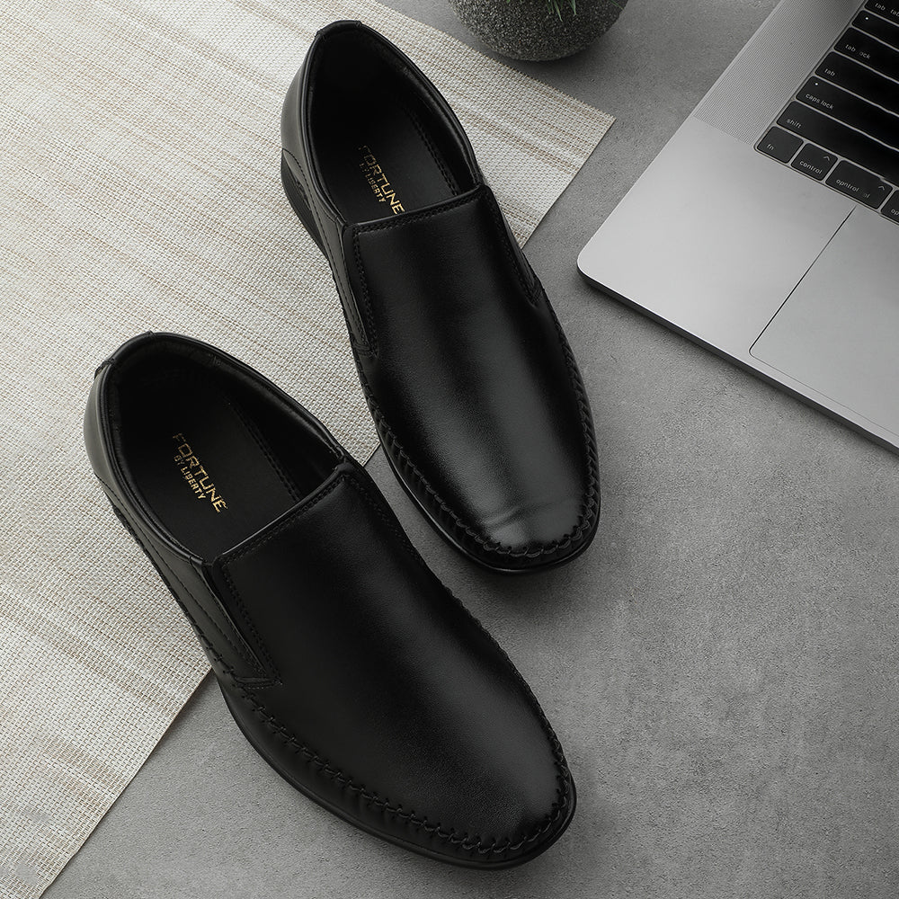 Fortune Black Formal Non Lacing Moccasin Shoes For Men HML-18E By Liberty - Image 4