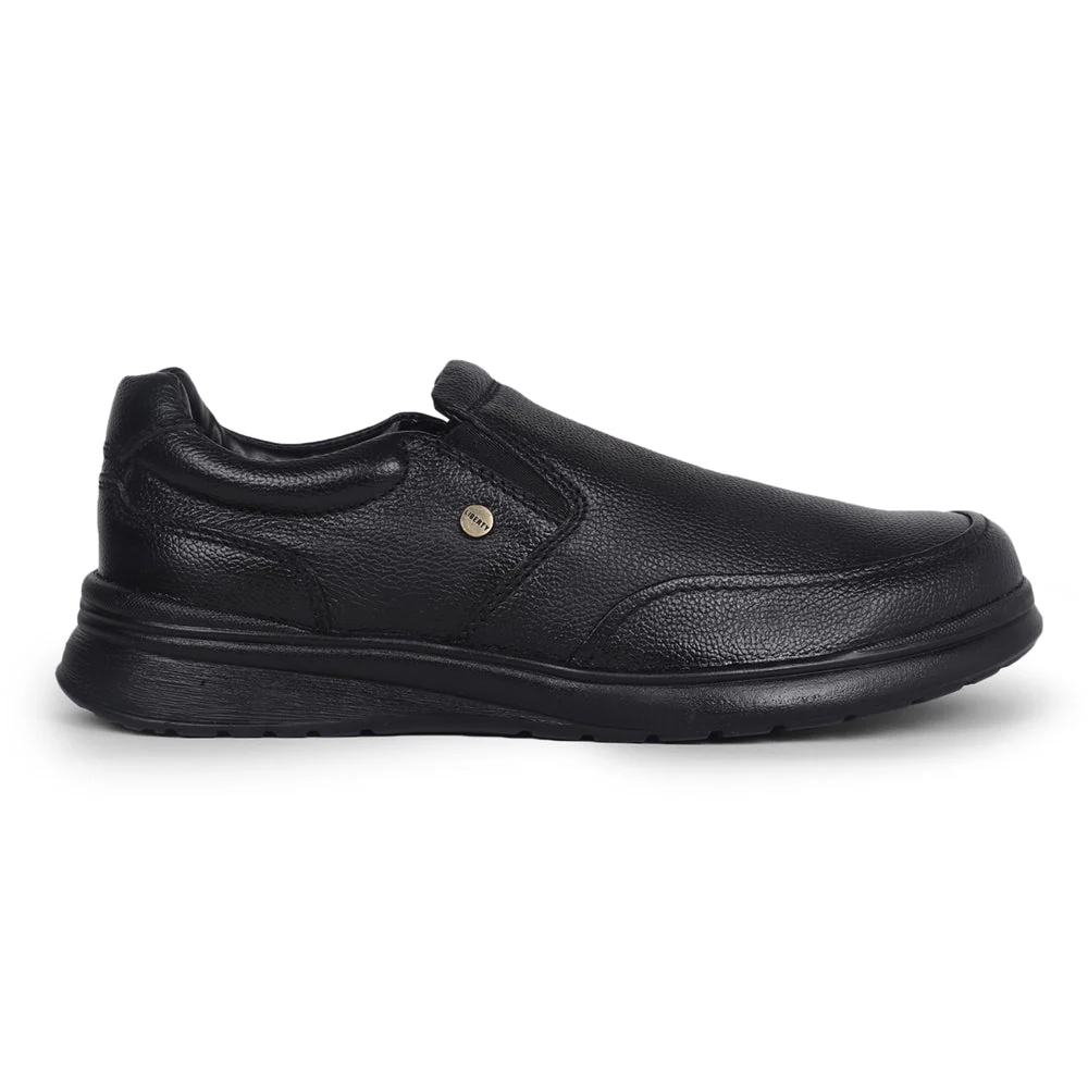 Fortune Black Formal Non Lacing Shoes For Men DEOX-1E By Liberty - Image 2