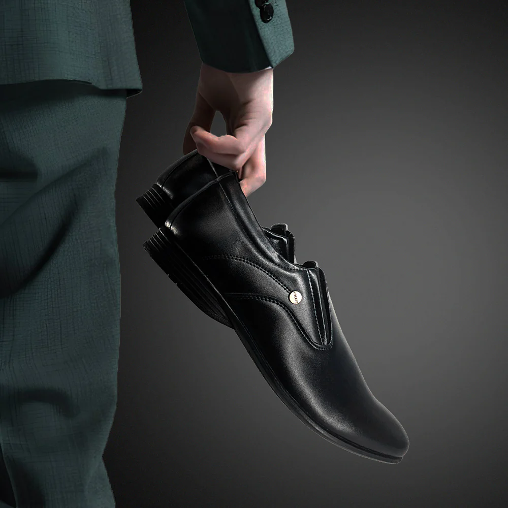 Fortune Black Formal Slip on Shoes For Men ROBERT-1 By Liberty - Image 3