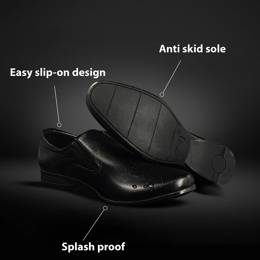 Fortune Black Formal Slip on Shoes For Men ROBERT-1 By Liberty - Image 4
