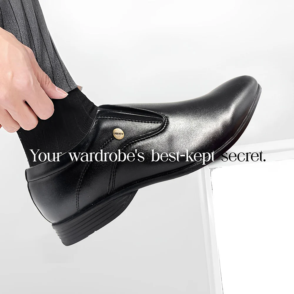 Fortune Black Formal Slip on Shoes For Men ROBERT-1 By Liberty - Image 5