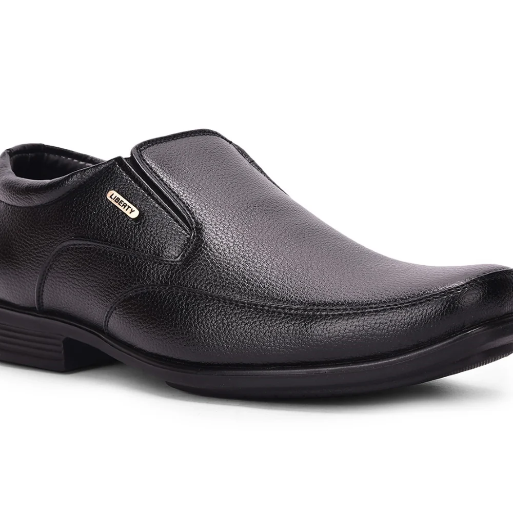 Fortune Black Formal Slip on Shoes For Men UVL-34 By Liberty - Image 4