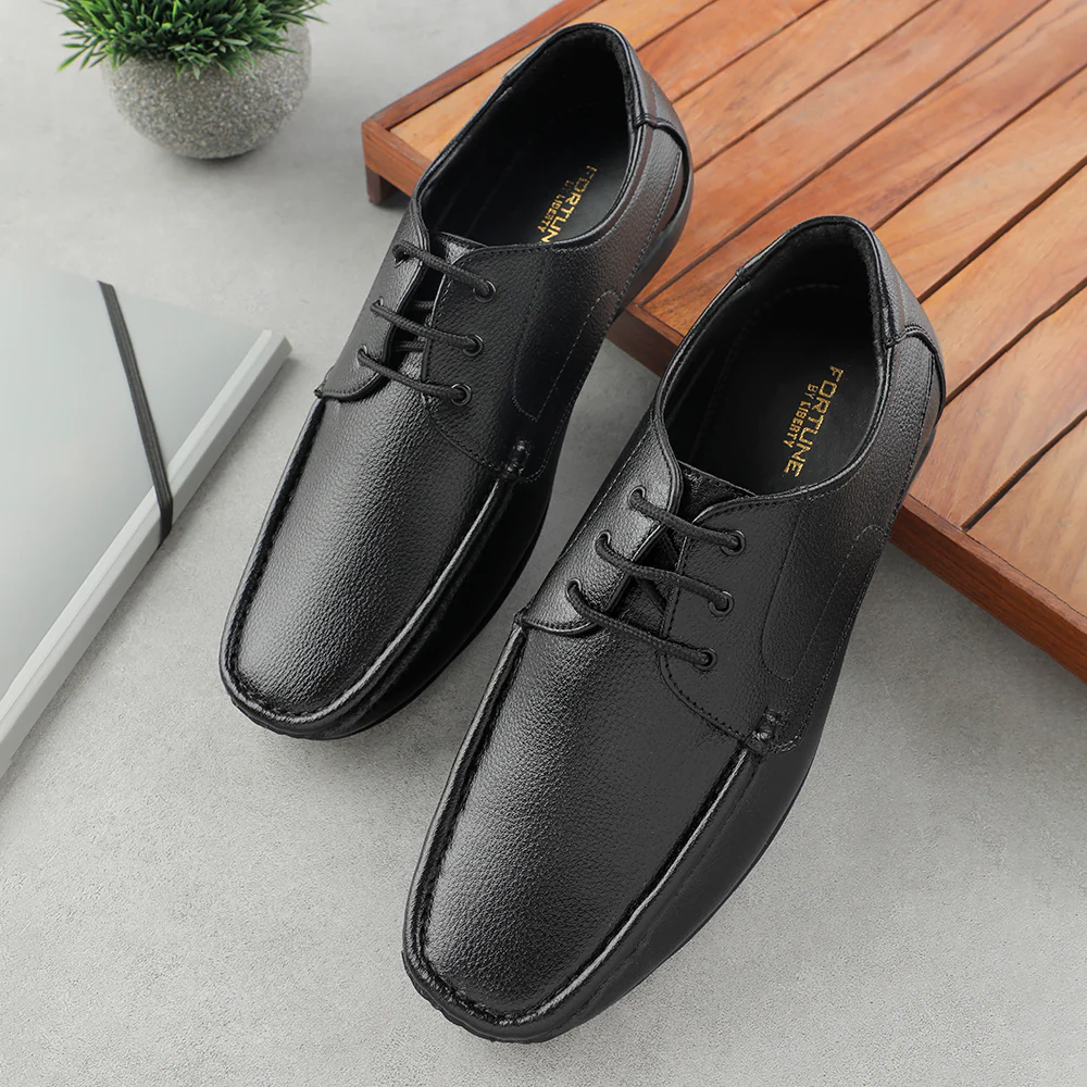 Fortune Black Lacing Formal Derby Shoes For Men HML-5E By Liberty - Image 4