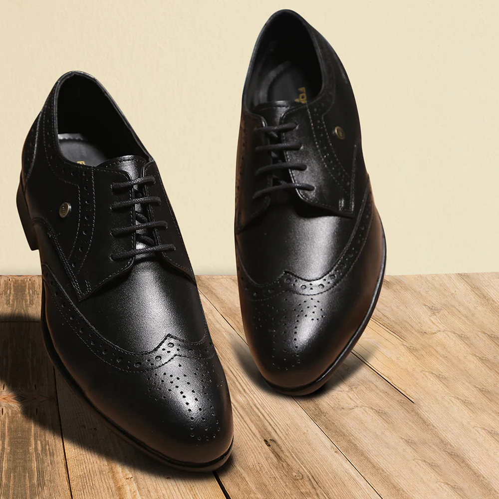 Fortune Black Lacing Formal Oxford Shoes For Men BELGIUM01E By Liberty - Image 4