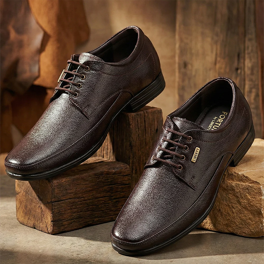 Fortune Brown Formal Lacing Derby Shoes For Men HML-88E By Liberty - Image 2