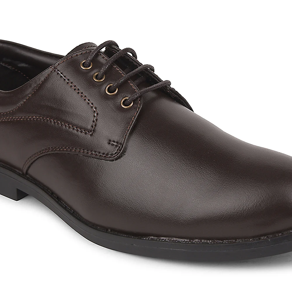 Fortune Brown Formal Lacing Derby Shoes For Men MAJESTIC-1 By Liberty - Image 5