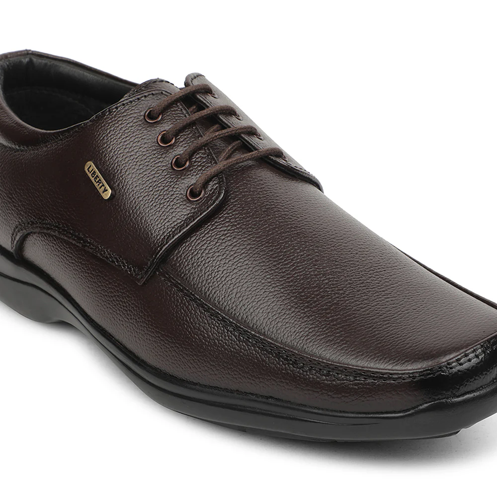 Fortune Brown Formal Lacing Derby Shoes For Men REL-1 By Liberty - Image 4