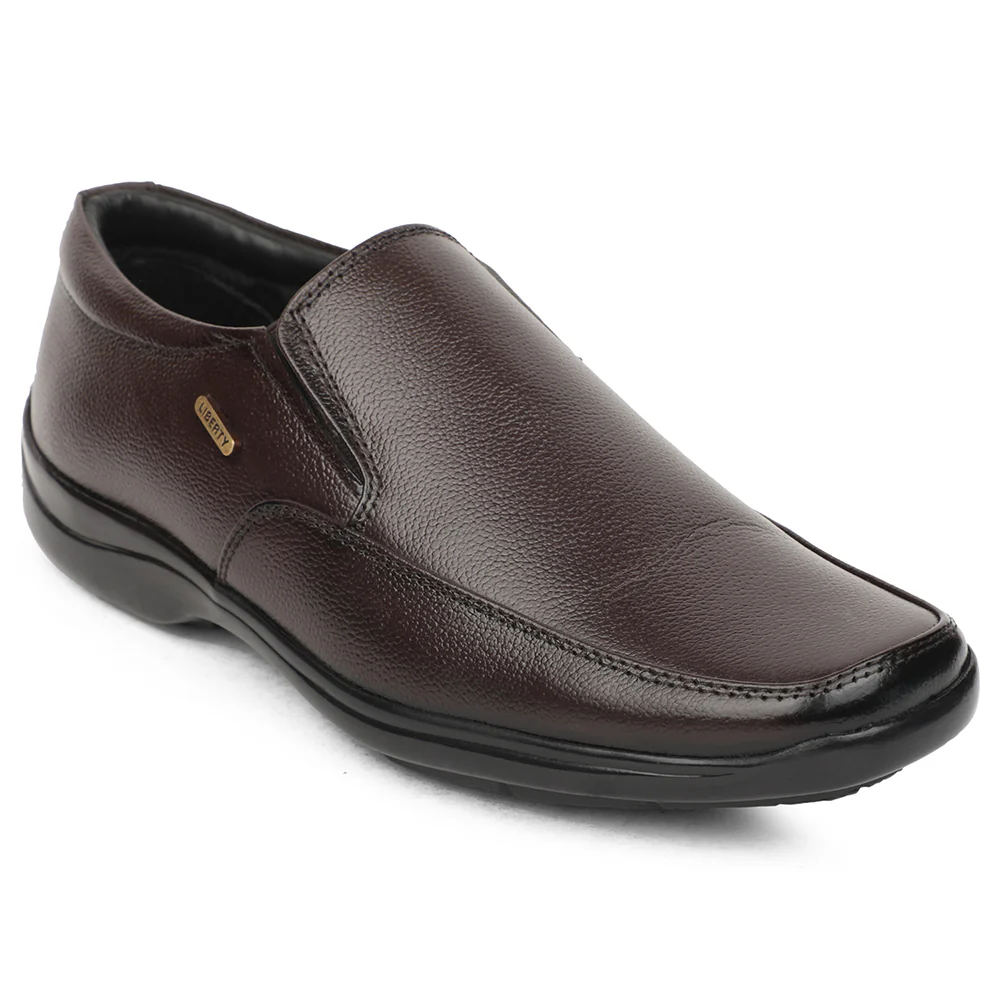 Fortune Brown Formal Non Lacing Mocassin Shoes For Men REL-2 By Liberty