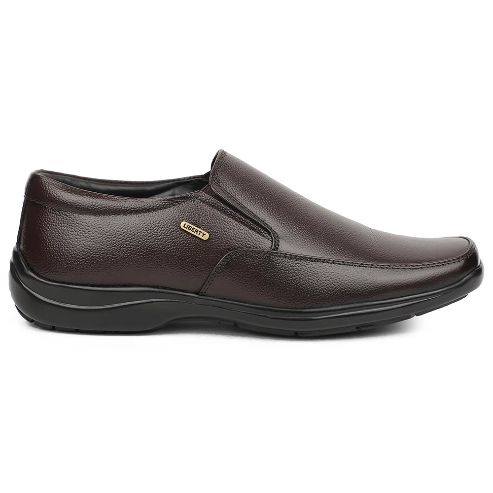 Fortune Brown Formal Non Lacing Mocassin Shoes For Men REL-2 By Liberty - Image 2