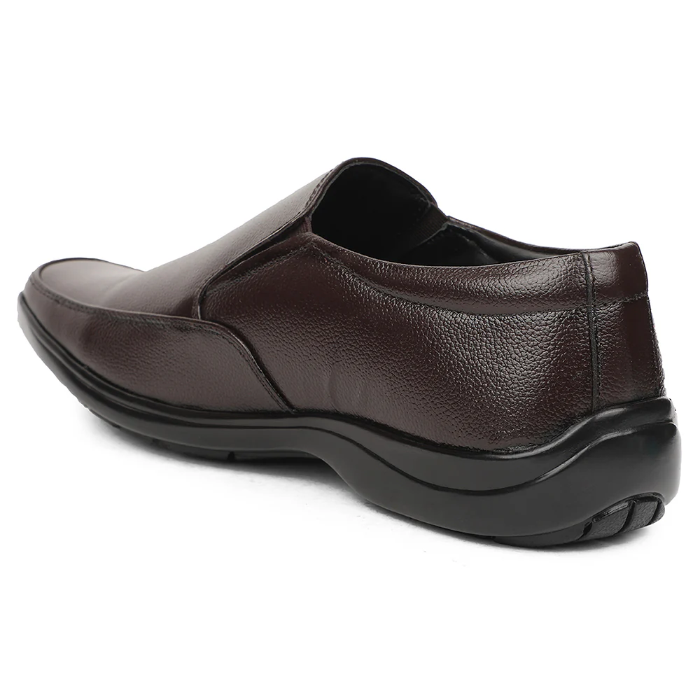 Fortune Brown Formal Non Lacing Mocassin Shoes For Men REL-2 By Liberty - Image 4