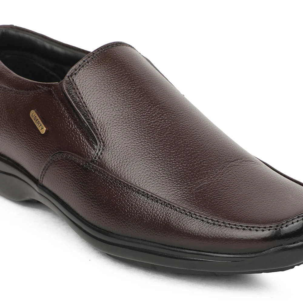 Fortune Brown Formal Non Lacing Mocassin Shoes For Men REL-2 By Liberty - Image 5