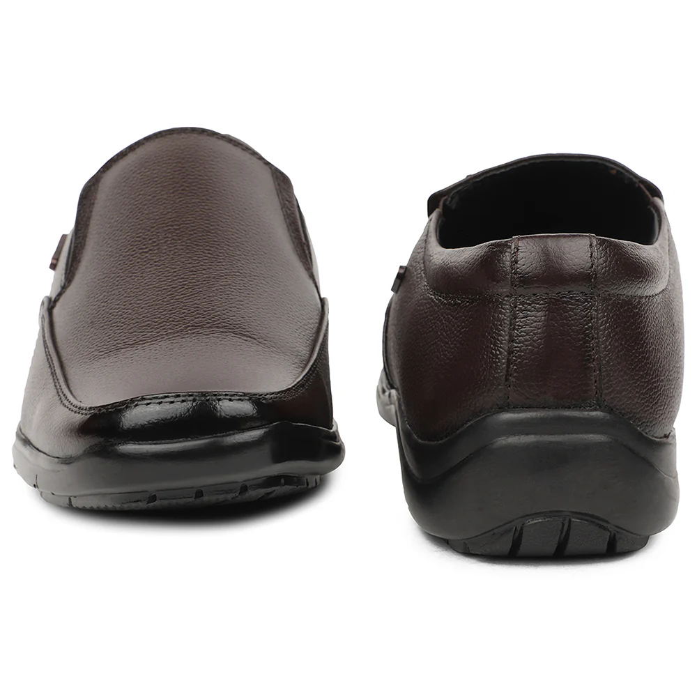 Fortune Brown Formal Non Lacing Mocassin Shoes For Men REL-2 By Liberty - Image 6