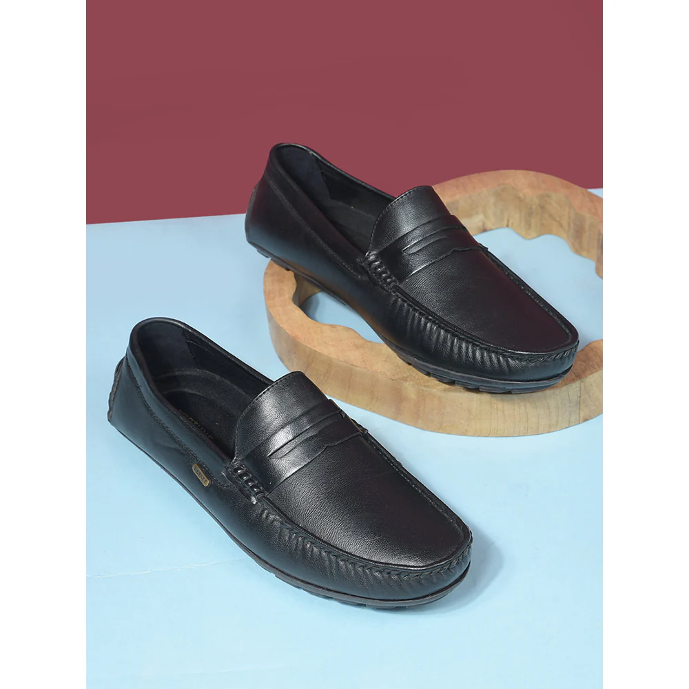 Fortune Non-Lacing Black Casual Loafers For Men AVL-12 By Liberty - Image 3