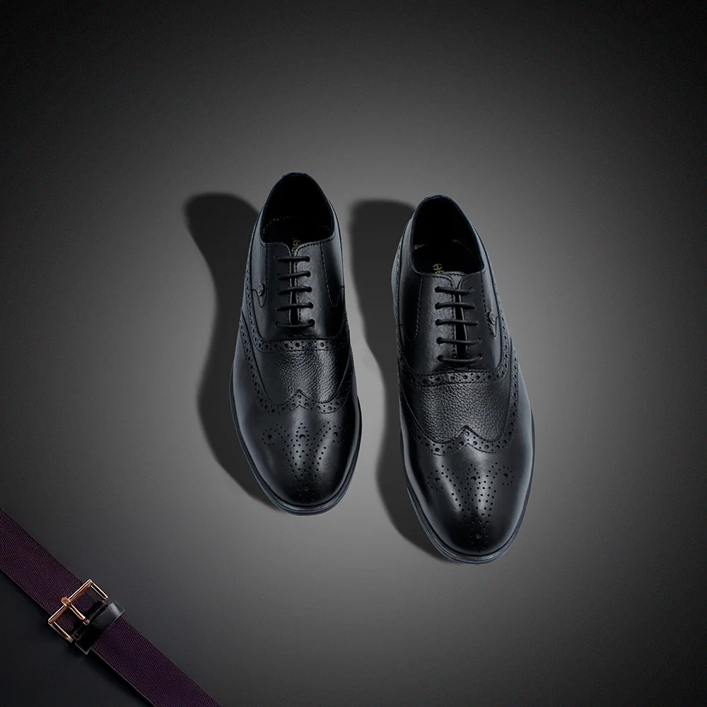 Fortune Formal Black Lacing Brogue Shoes For Men HOL-125E By Liberty - Image 3