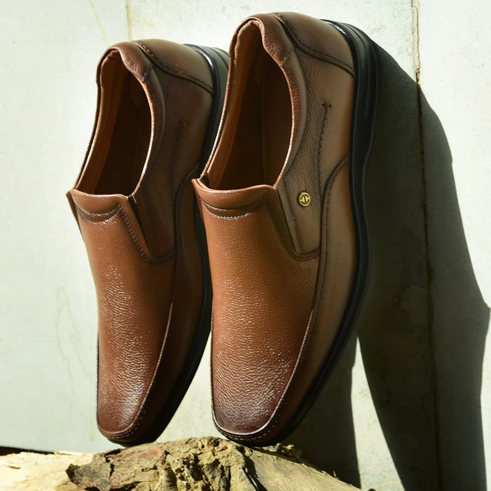 Fortune by Liberty Men LOM-601 Tan Formal Non Lacing Shoes - Image 4