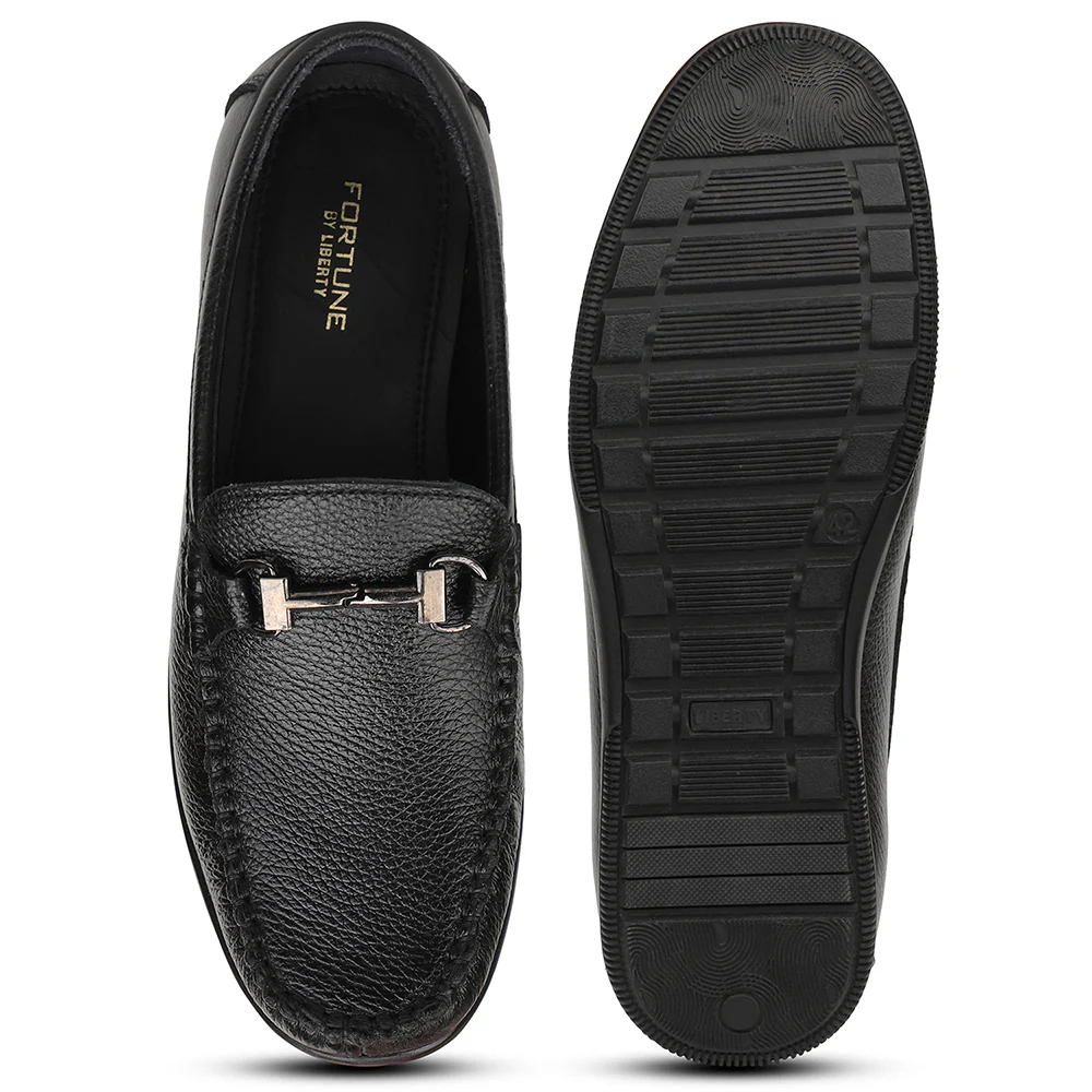 Fortune HIL-11 Black Casual Non Lacing Loafers for Men by Liberty - Image 4