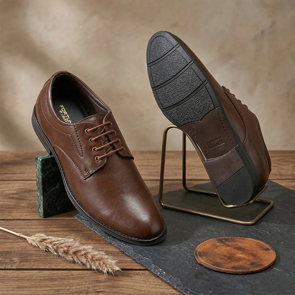 Fortune HML-86E Brown Formal Lacing Derby Shoes for Men by Liberty - Image 2
