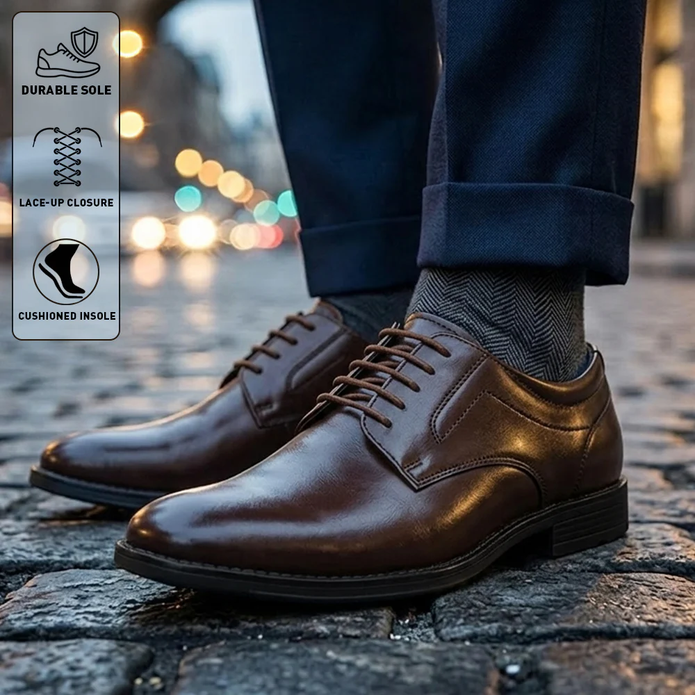 Fortune HML-86E Brown Formal Lacing Derby Shoes for Men by Liberty - Image 3