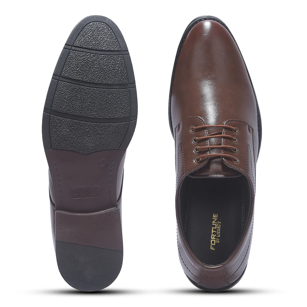 Fortune HML-86E Brown Formal Lacing Derby Shoes for Men by Liberty - Image 5