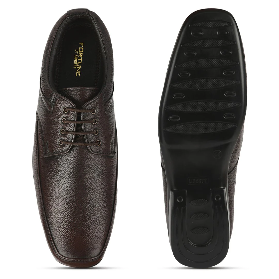 Fortune RL-118 Brown Formal Lacing Derby Shoes for Men by Liberty - Image 4