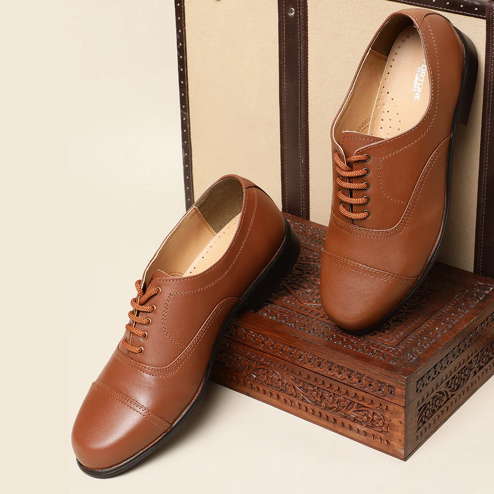 Fortune Tan Classic Oxford Shoes For Men 7168-03 By Liberty - Image 4