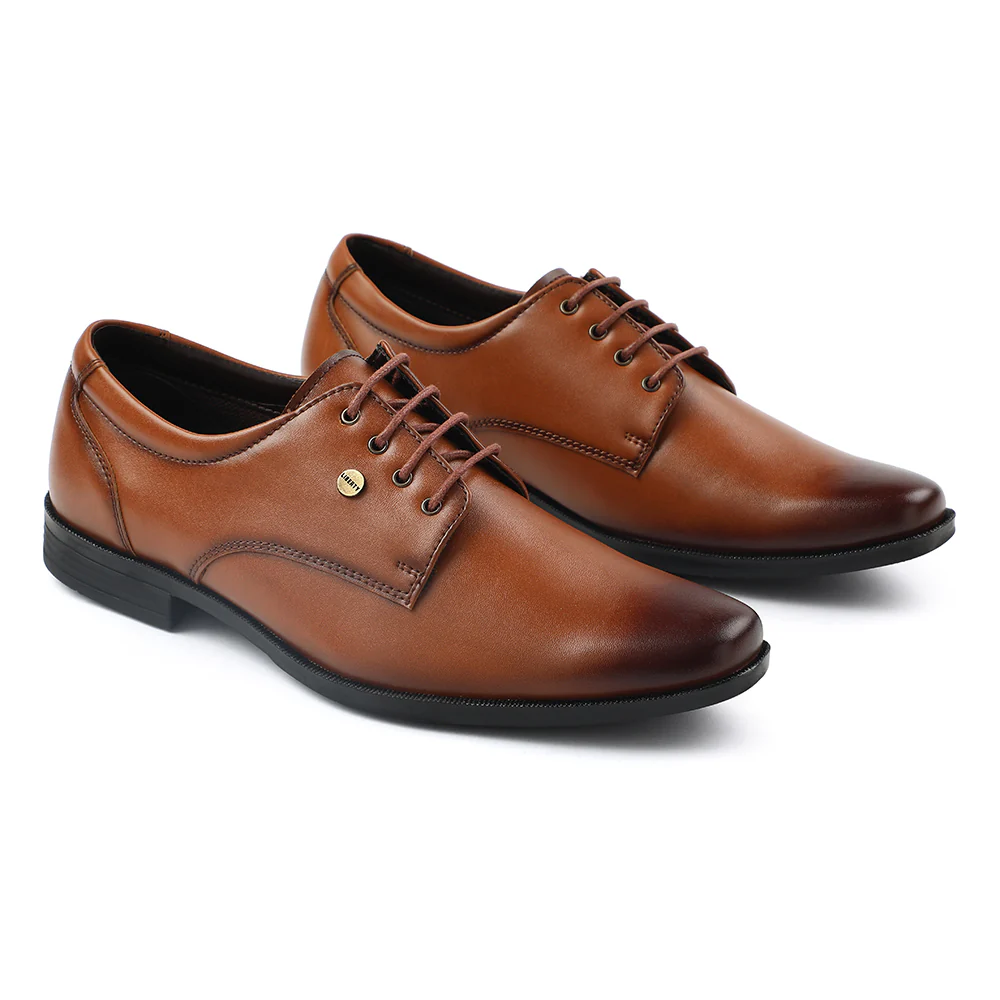 Fortune Tan Formal Lacing Derby Shoes For Men BENSTOCK1E By Liberty - Image 5