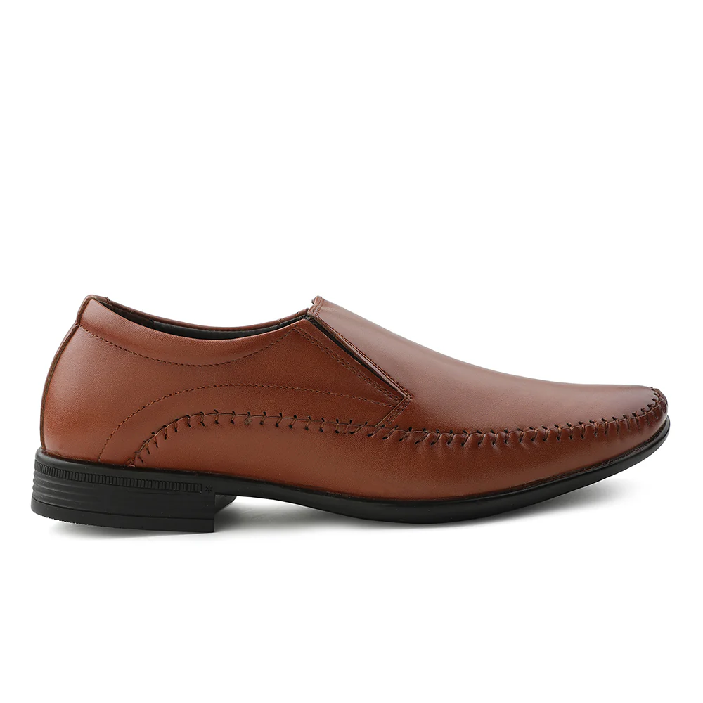 Fortune Tan Formal Non Lacing Moccasin Shoes For Men HML-18E By Liberty - Image 2