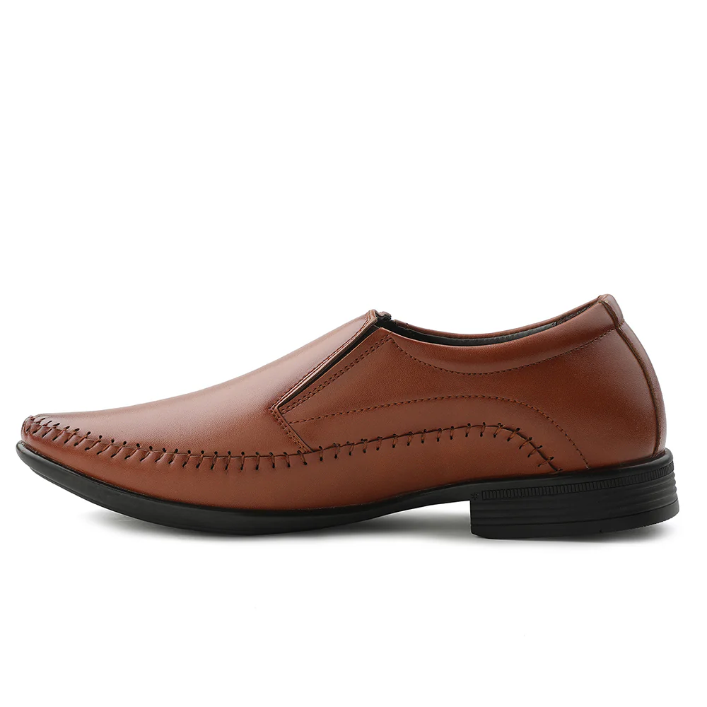 Fortune Tan Formal Non Lacing Moccasin Shoes For Men HML-18E By Liberty - Image 3