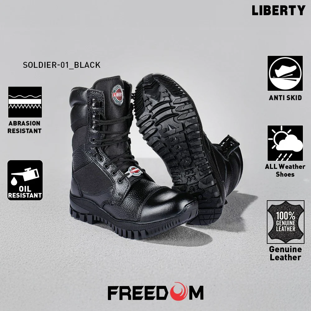 Freedom By Liberty Mens SOLDIER-01 Defence Lacing Black Trekking Boots - Image 3